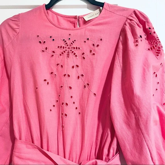 SOLD⚠️ New Happy x Nature boutique resort pink Cara jumpsuit eyelet - Picture 6 of 9